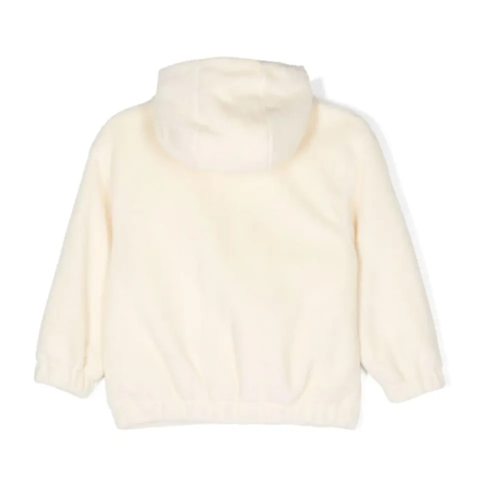 Shearling Jacke mit Kapuze Cremeweiß