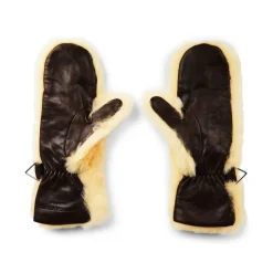 Shearling Leder Logo Handschuhe