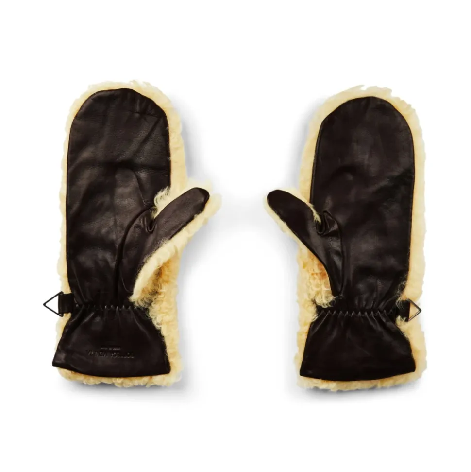 Shearling Leder Logo Handschuhe