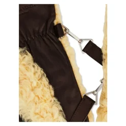 Shearling Leder Logo Handschuhe