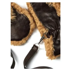 Shearling Leder Logo Handschuhe