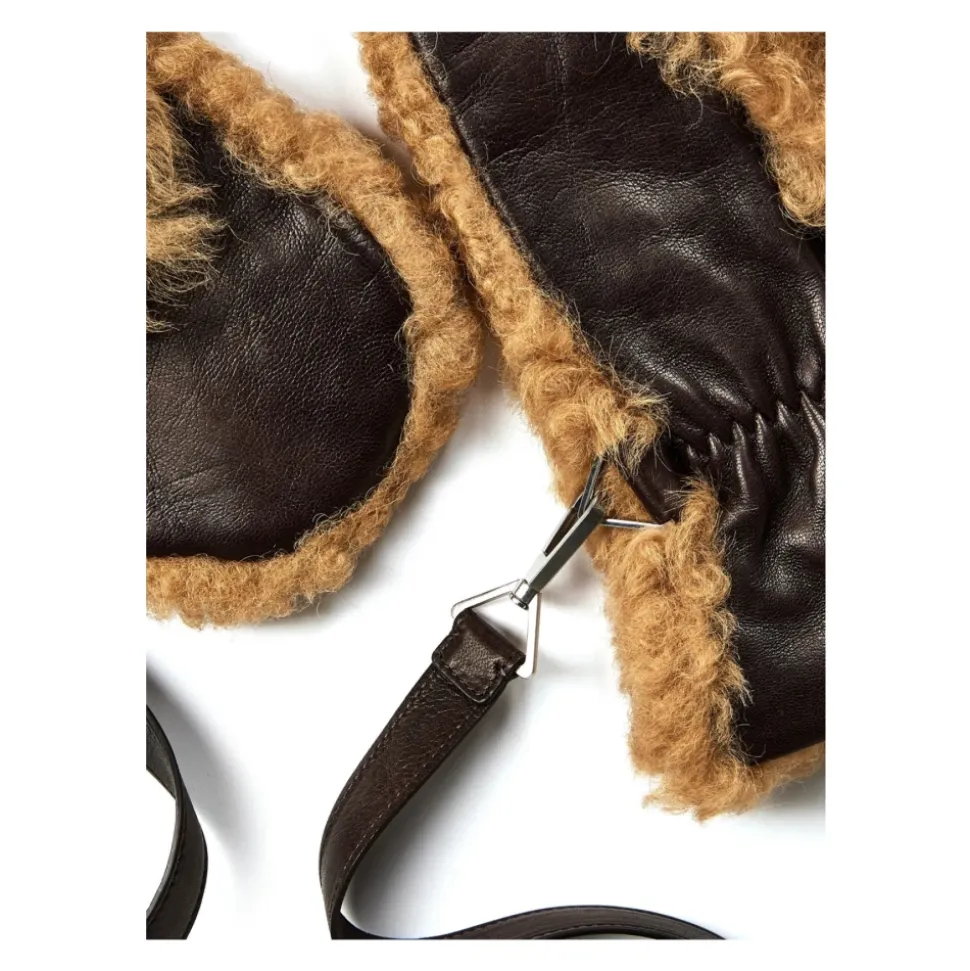 Shearling Leder Logo Handschuhe