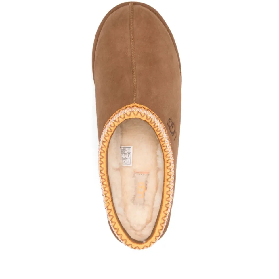 Shearling-Futter Braune Sandalen Slipper