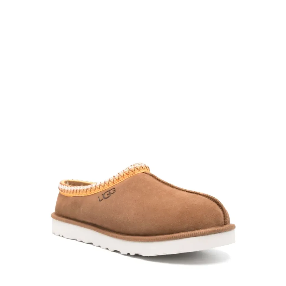 Shearling-Futter Braune Sandalen Slipper