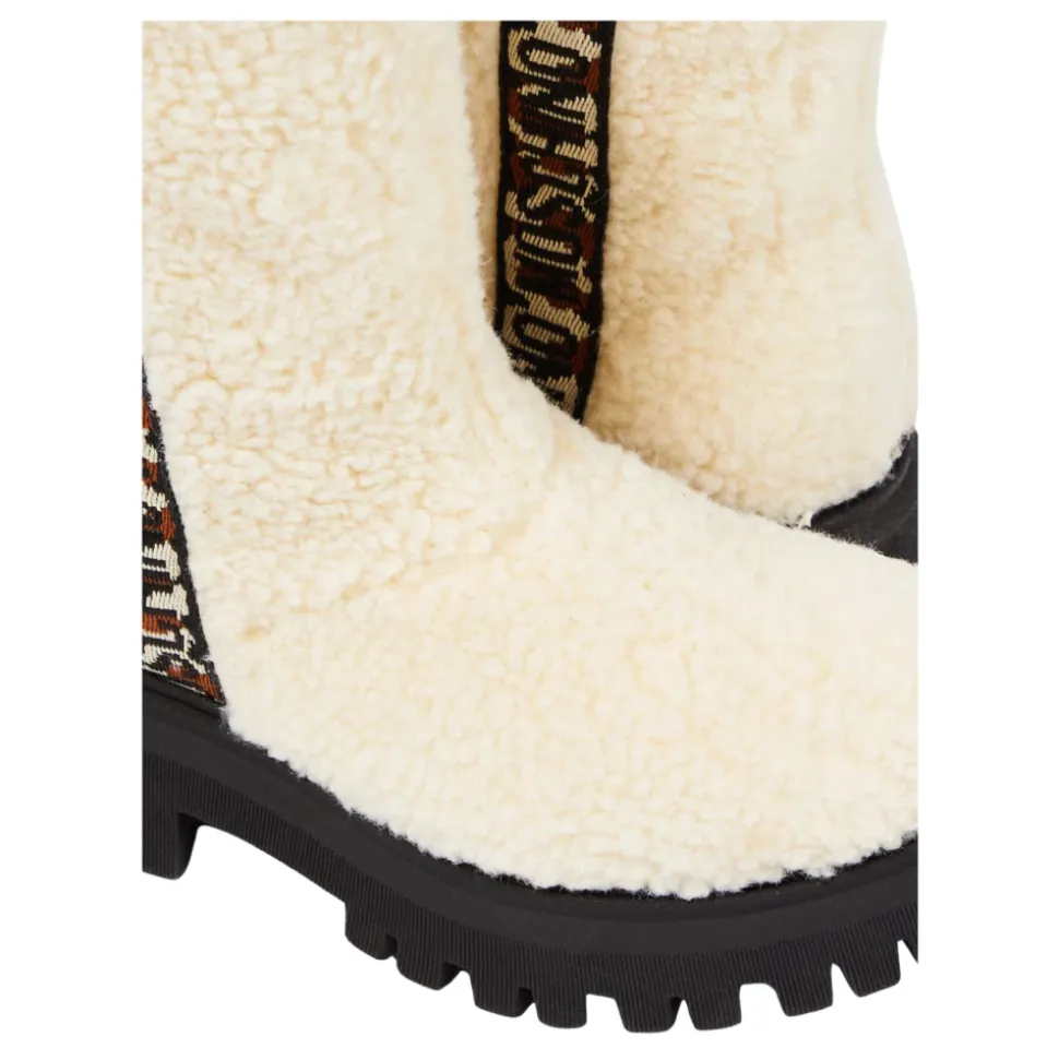 Shearling-Stiefel mit Color-Block-Design