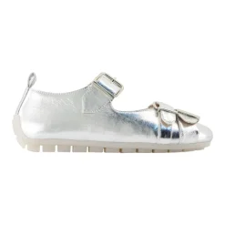 Silber Glitzer Leder Ballerina Schuhe