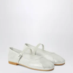 Silberne Ballerina Flache Schuhe