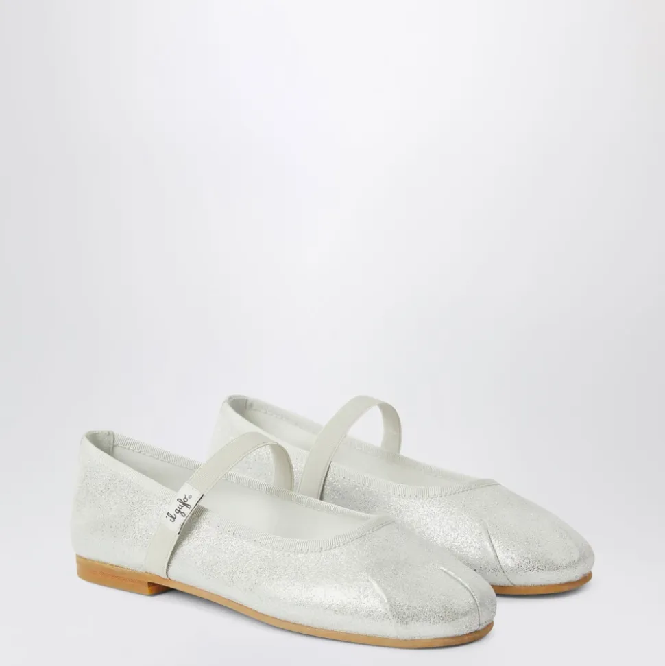 Silberne Ballerina Flache Schuhe