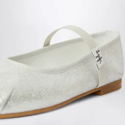 Silberne Ballerina Flache Schuhe