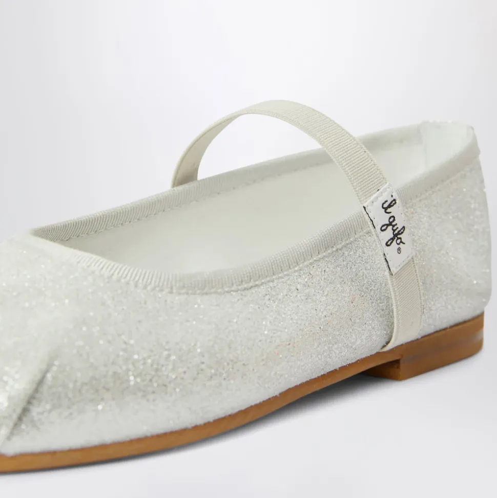 Silberne Ballerina Flache Schuhe