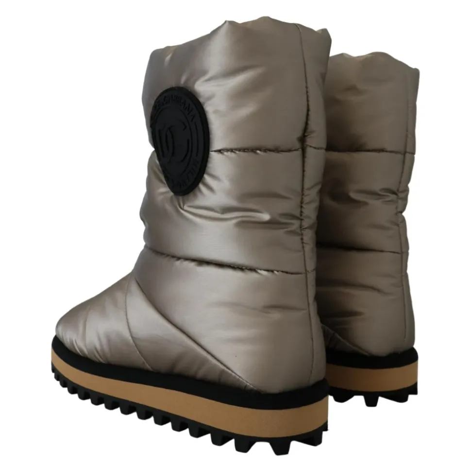 Silberne Winter Mid Calf Stiefel