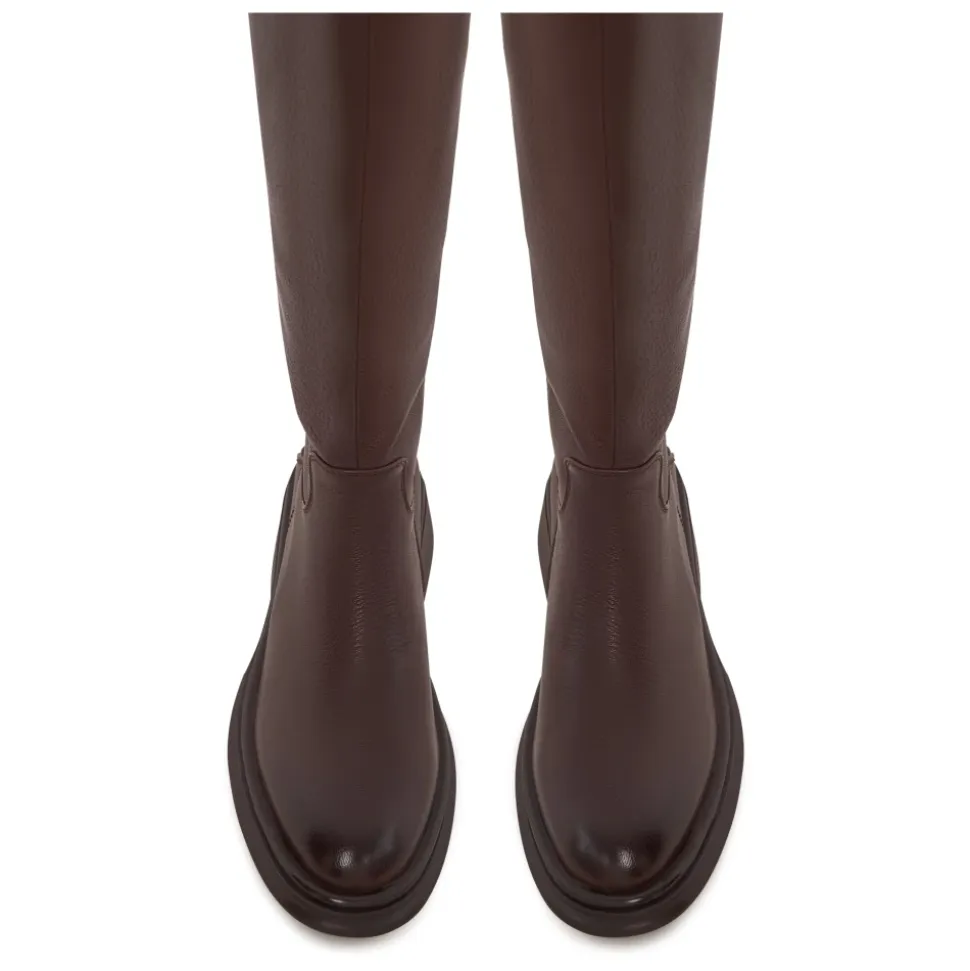 Skulptierte Silhouette Reitstiefel - Braun