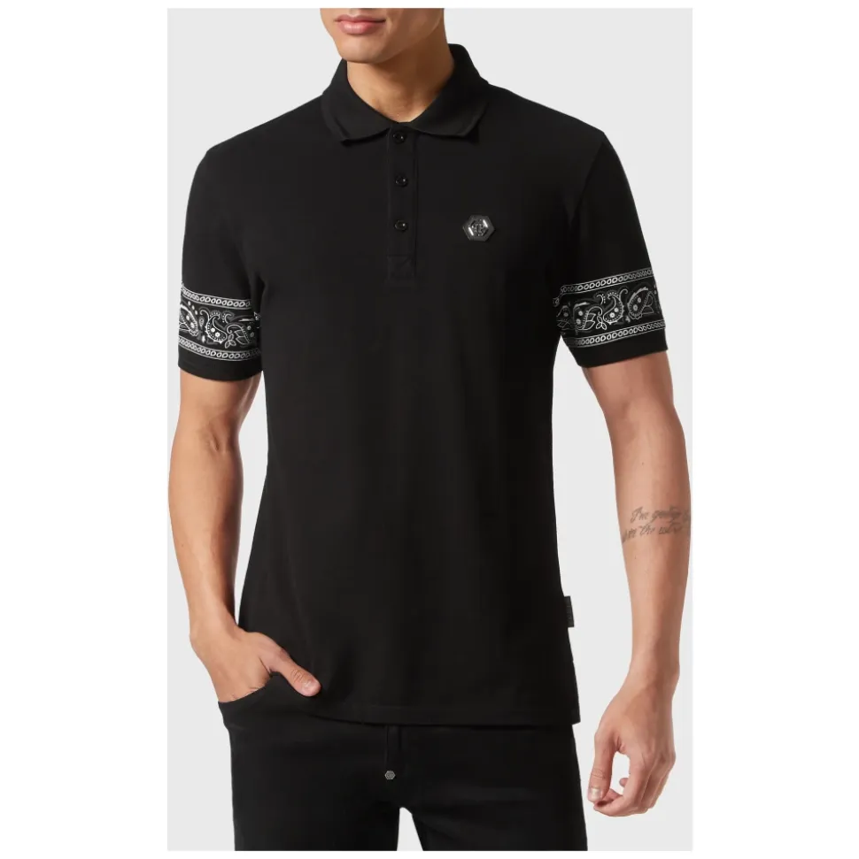 Slim Fit Piquet Polo Shirt SS Paisley Bandana