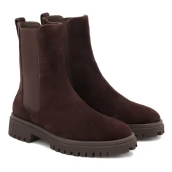 Slip-on Wildlederstiefel in brauner Farbe