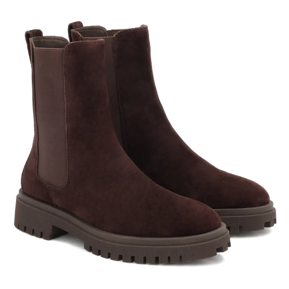 Slip-on Wildlederstiefel in brauner Farbe