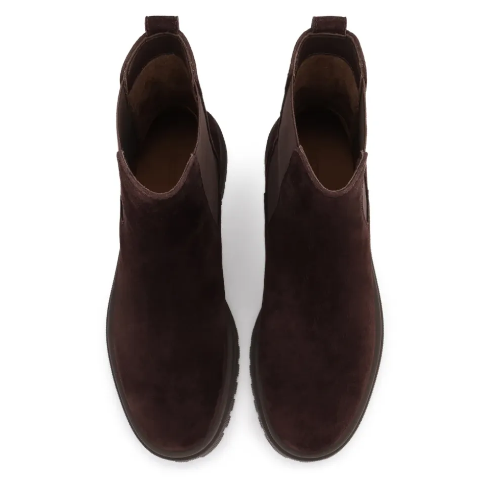 Slip-on Wildlederstiefel in brauner Farbe