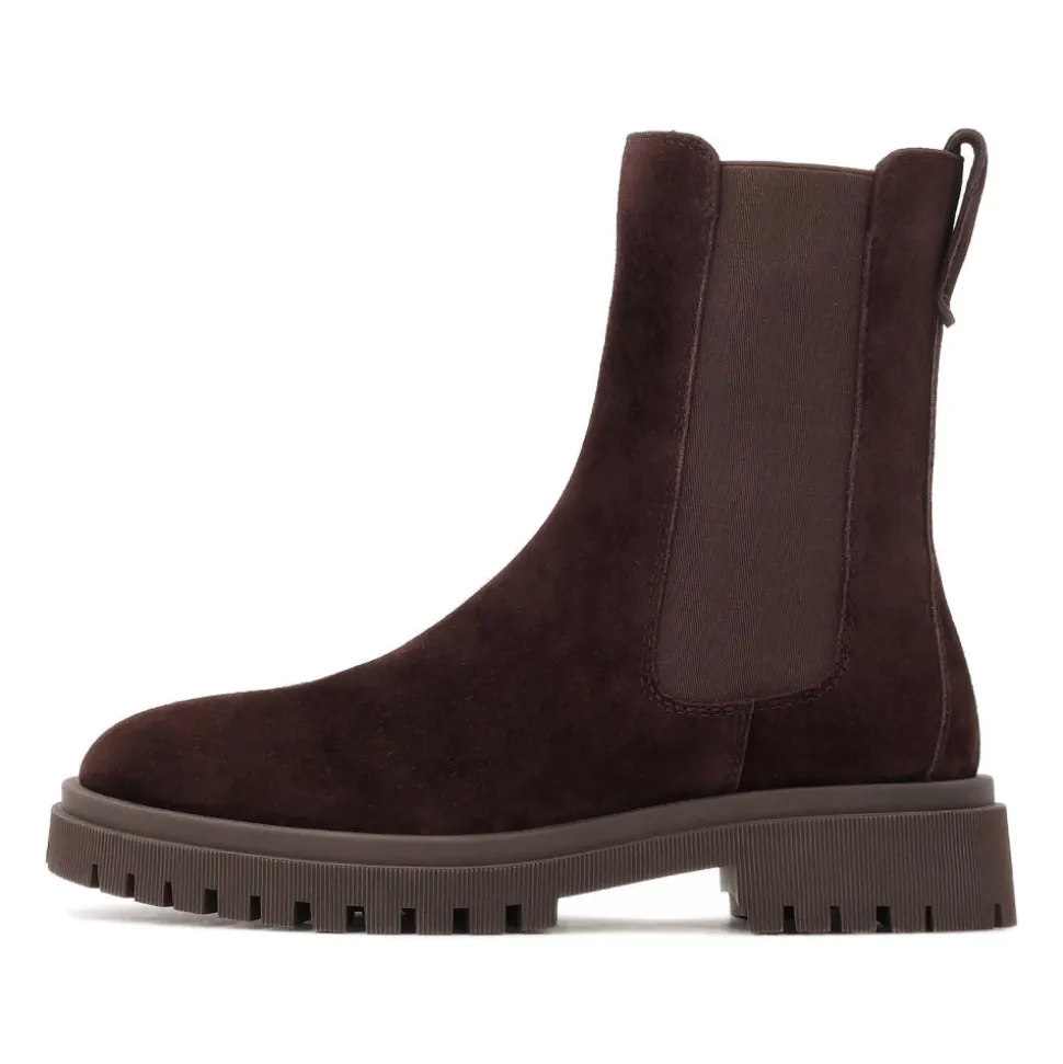 Slip-on Wildlederstiefel in brauner Farbe