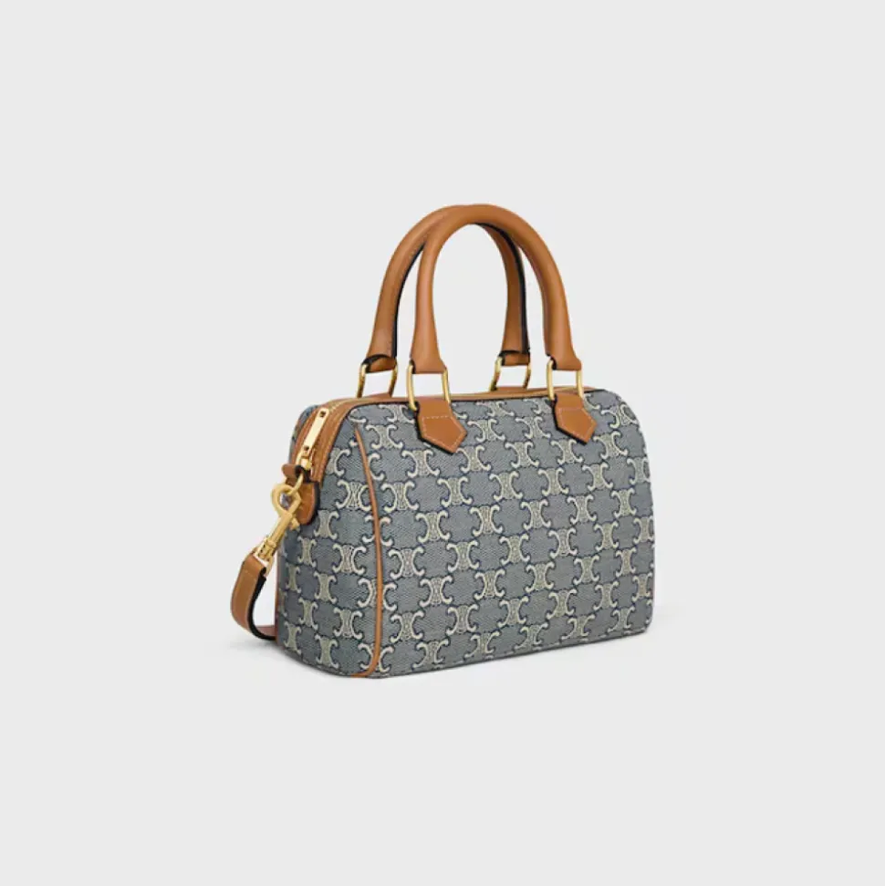 Small Boston in Triomphe Jacquard and Calfskin