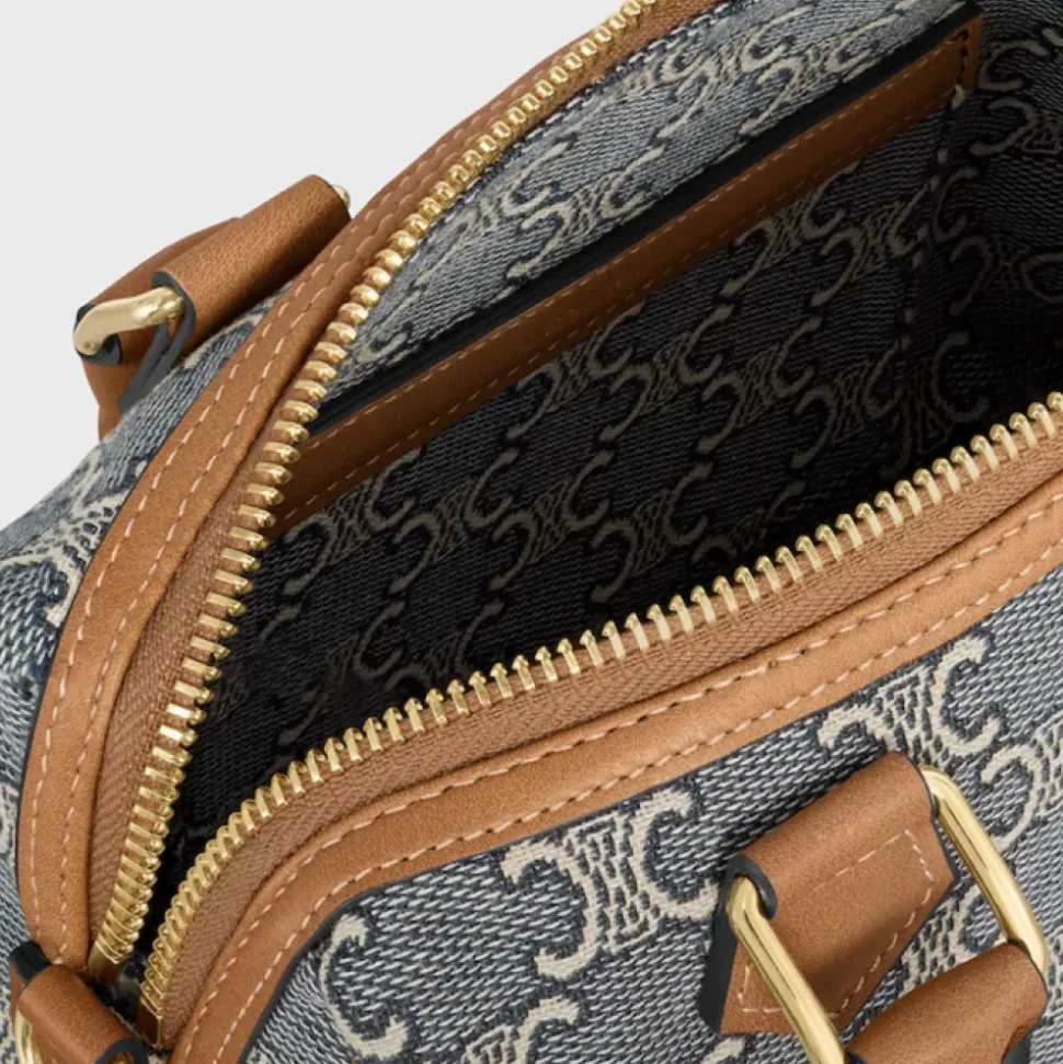 Small Boston in Triomphe Jacquard and Calfskin