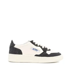 Sneakers mit Glitzer-Elementen und Leder-Obermaterial