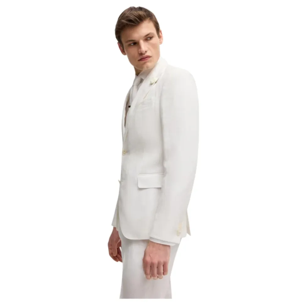 Sommer Leinen Blazer Weiß