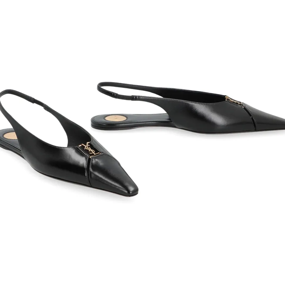 Spitz zulaufende Slingback-Ballettflats