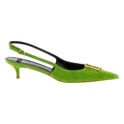 Spitz zulaufende Slingbacks aus Wildleder