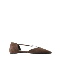 Spitz Zulaufende T-Riemen Ballerinas in Braun