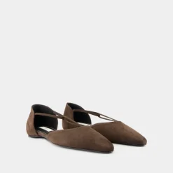 Spitz Zulaufende T-Riemen Ballerinas in Braun