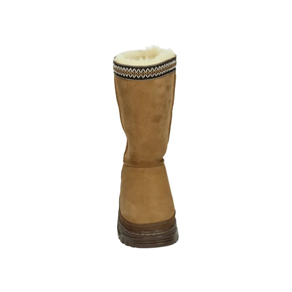 Sportliche hohe Stiefel, cognac Wildlederobermaterial