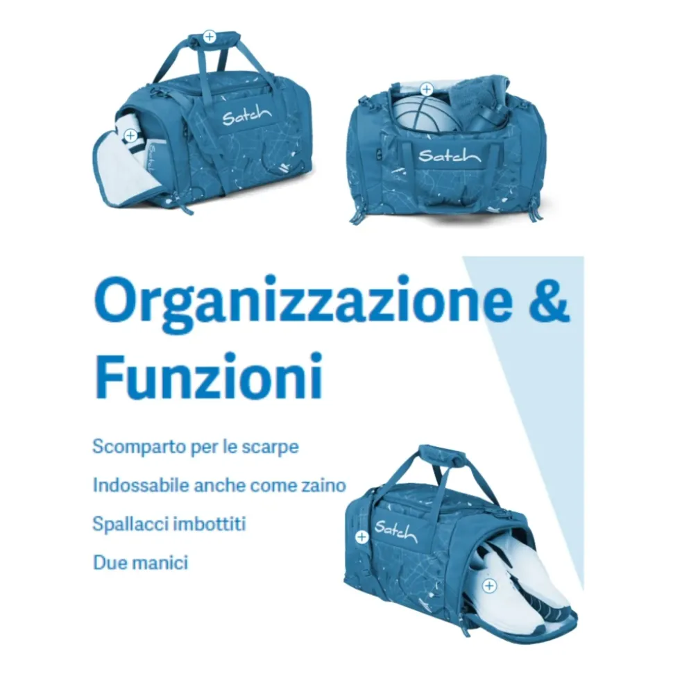 Sporttasche aus recyceltem Stoff Blau Orange Unisex