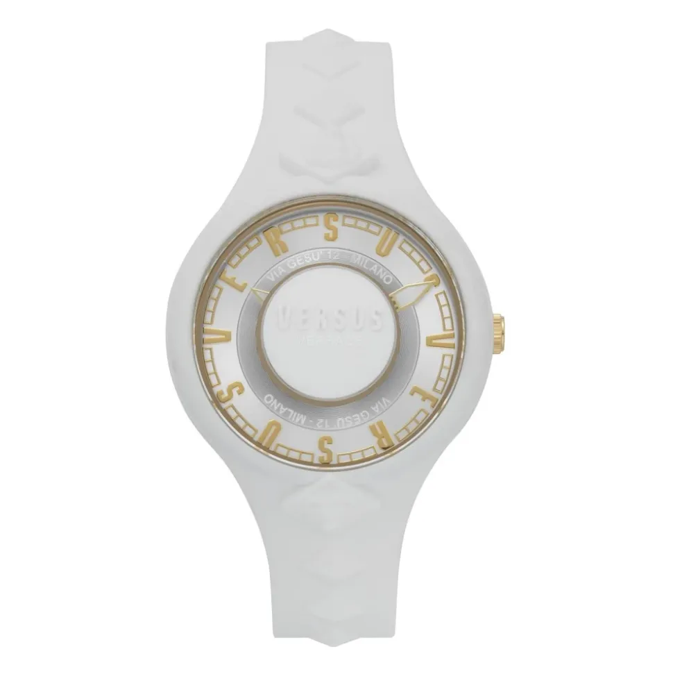 Sporty White and Gold Watch