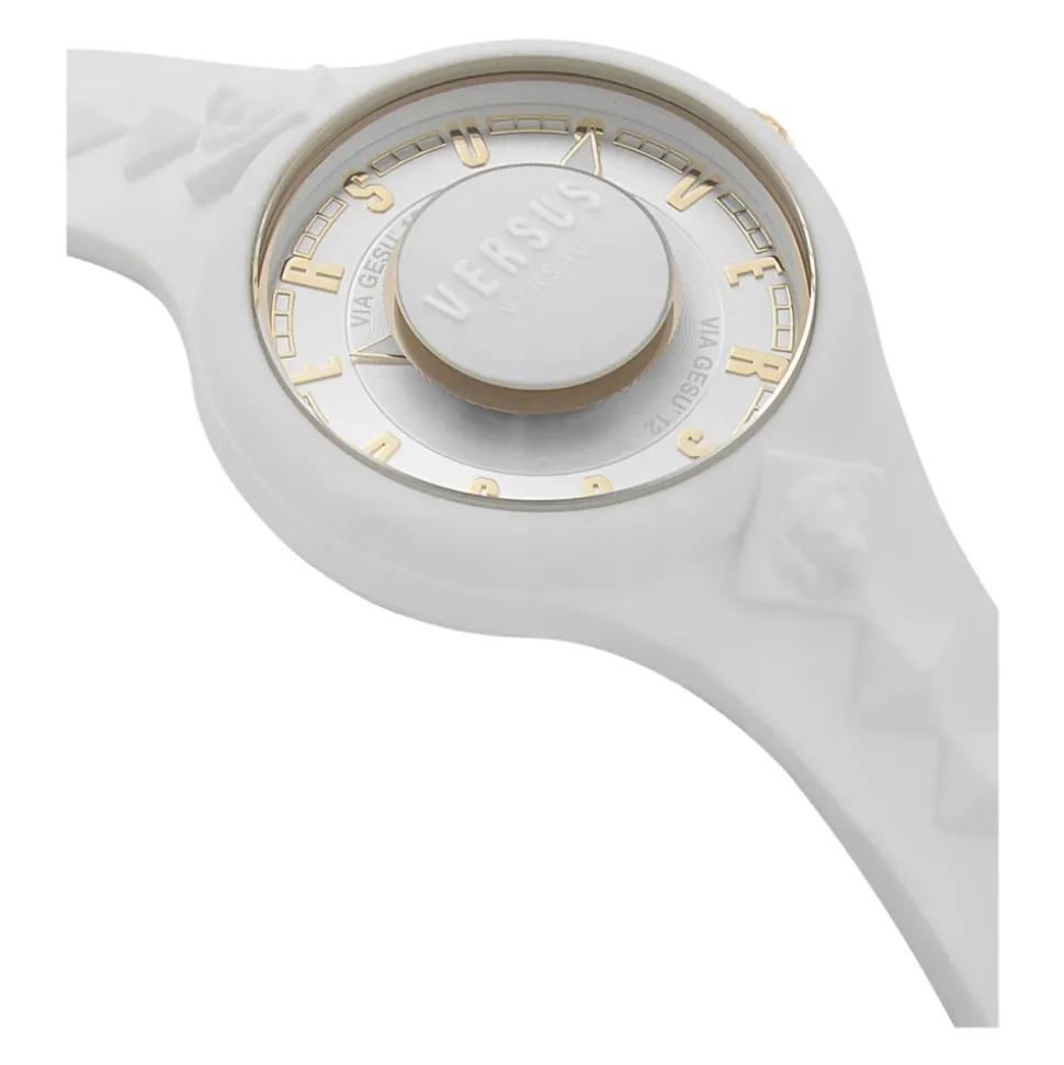 Sporty White and Gold Watch
