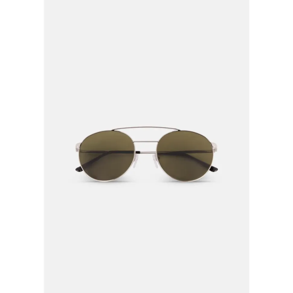 Stilvolle runde Sonnenbrille mit silbernen Details