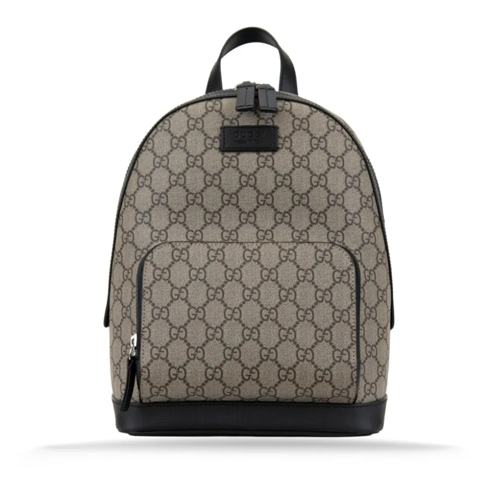 Stilvoller Leder-Rucksack mit Logomotiv