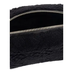 Strukturierte Schwarze Reißverschlusstasche mit Logo
