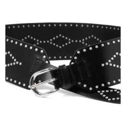 Stud Embellished Schwarzer Ledergürtel