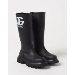 Stylische schwarze hohe Kinderstiefel