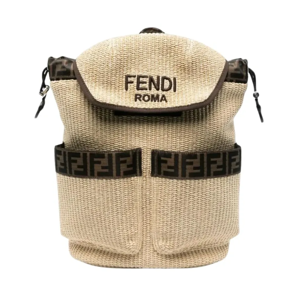 Stylischer Raffia-Rucksack mit Kordelzug