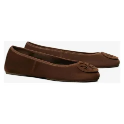Suede Ballerina Flats mit Logo