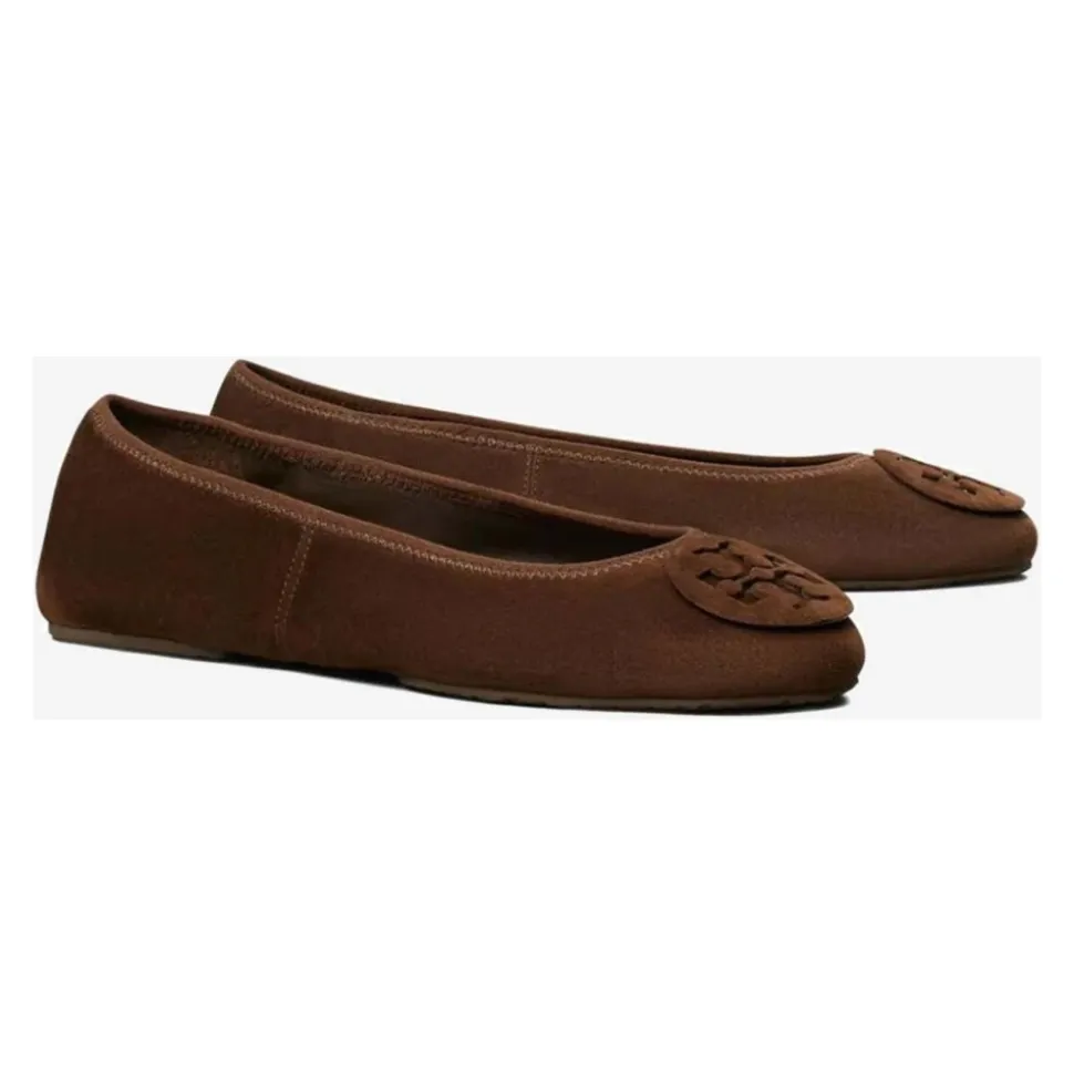 Suede Ballerina Flats mit Logo
