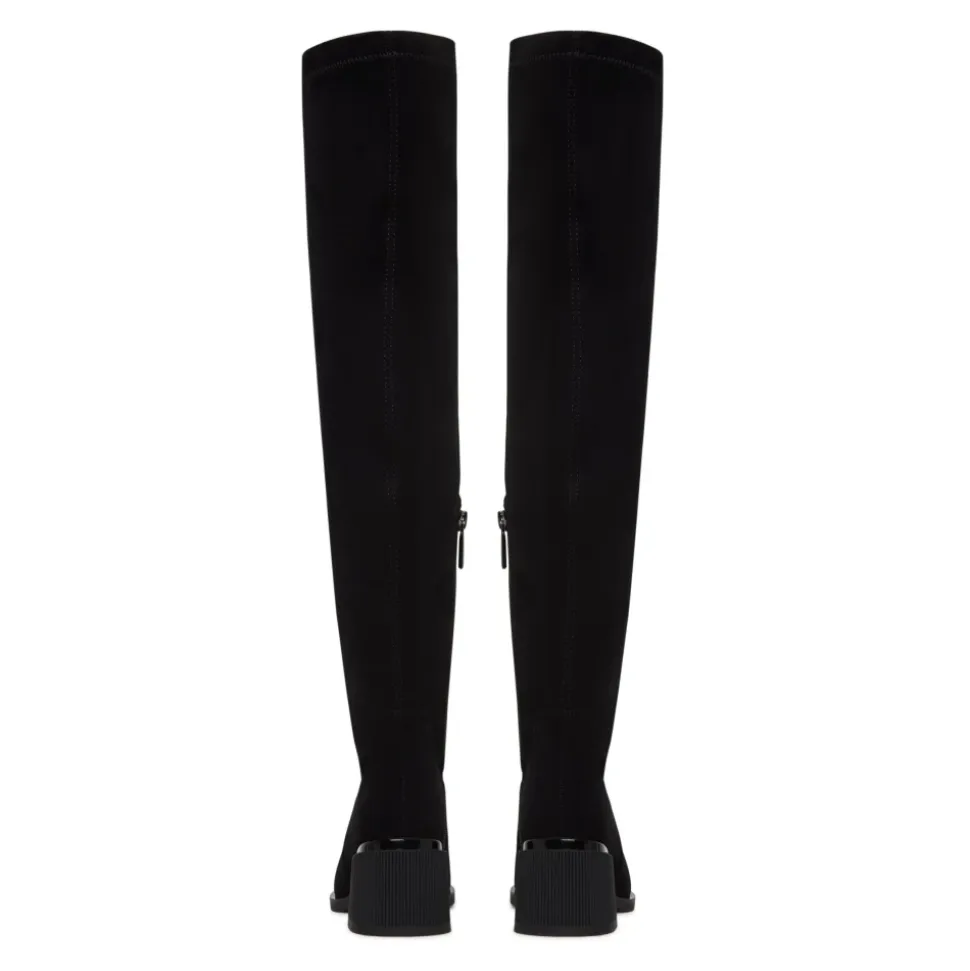 Suede Chic Over-the-Knee Boots - Black