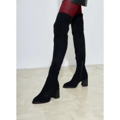 Suede Chic Over-the-Knee Boots - Black