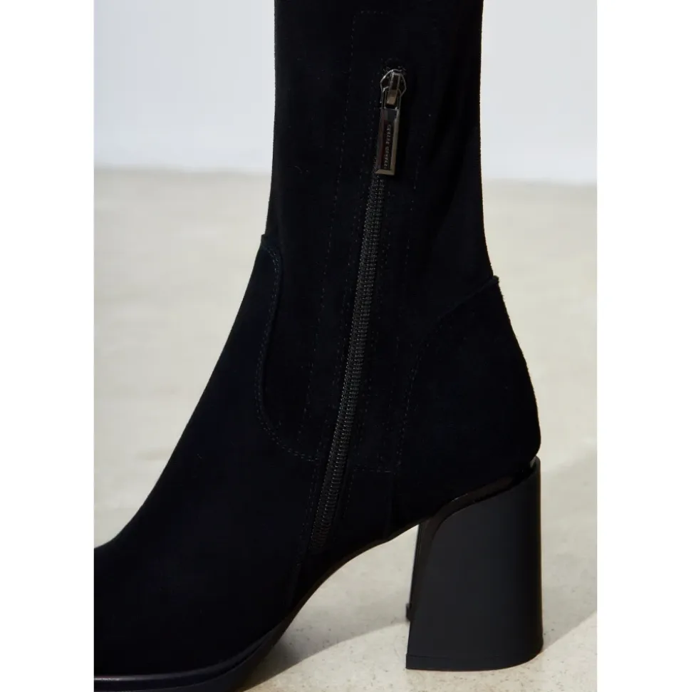 Suede Chic Over-the-Knee Boots - Black