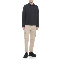 Sweatshirt aus Baumwolle mit Druckknopfkragen