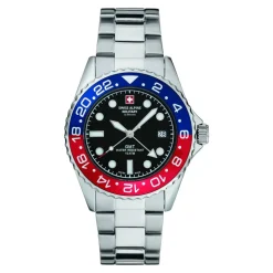 Swiss Alpine Military Herren Uhr GMT Analog Quarz 7052 Edelstahl 7052.1131