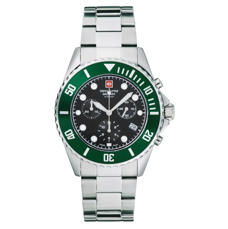 Swiss Alpine Military Herren Armbanduhr 7053.9133 44 mm Chronograph & Datumsanzeige Armband Stainless Steel