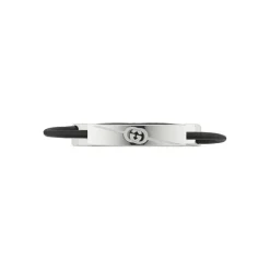 Tag Armband aus Sterlingsilber und Leder mit Logo