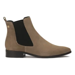 Taupefarbene Wildlederslipper