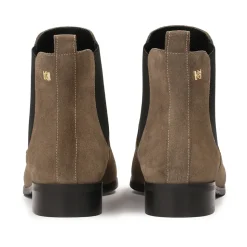 Taupefarbene Wildlederslipper